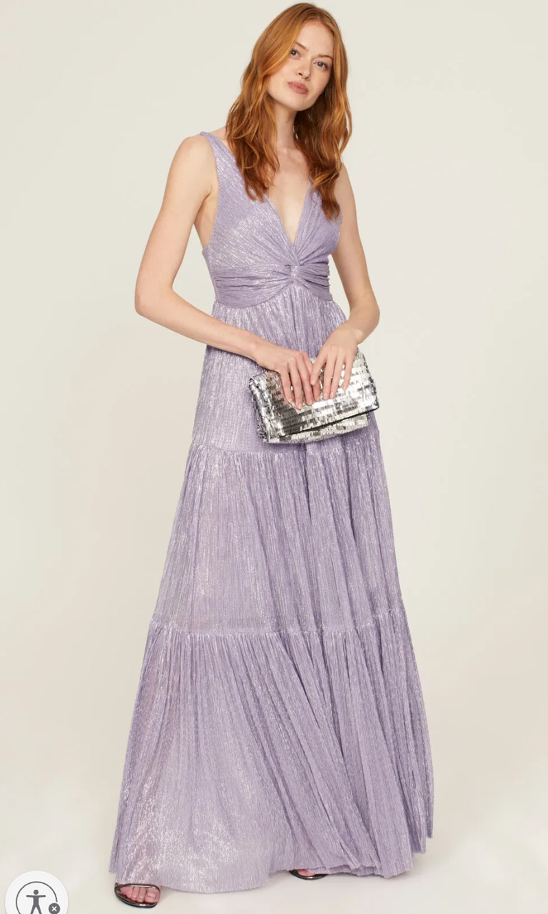 Sabina Musayev Purple Metallic Chiffon Pacific Gown Size L